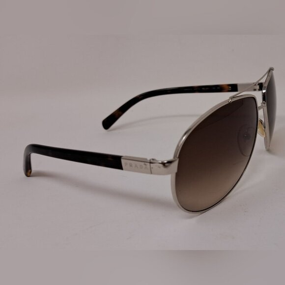Prada Sunglasses Aviator Silver Brown Tinted Metal SPR670 1BC-6S1 63-13-135 - Picture 12 of 15